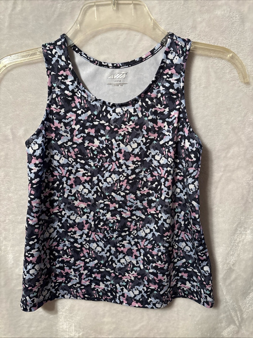 Avia Black Tank Top with Pink & White Speckle Print 7-8